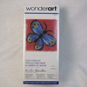 WonderArt  Blue Butterfly Latch Hook Kit #426133 Caron International 12" x 12"